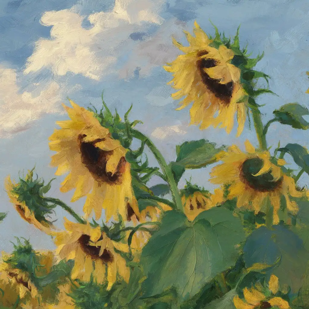 draw sunflowers in monet style