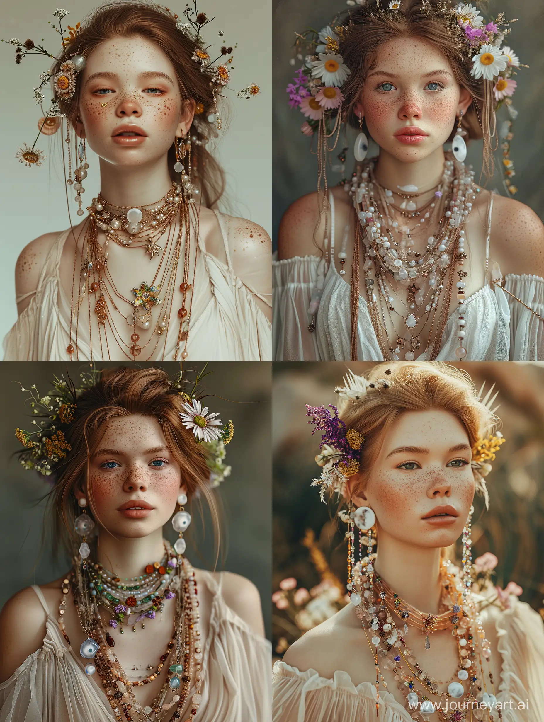 Boho-Chic-Freckled-Beauty-with-Moonstone-and-Agate-Necklaces
