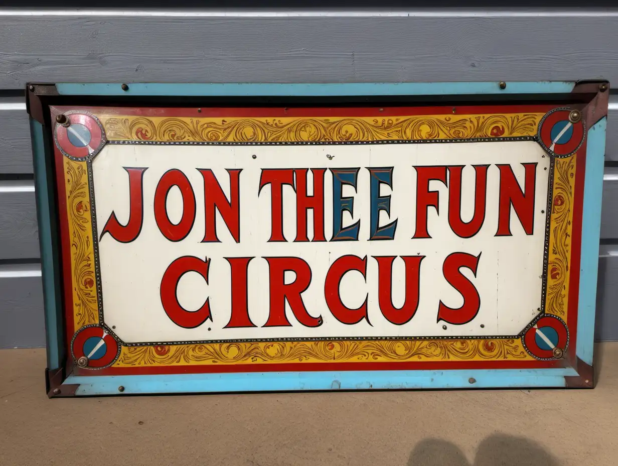 Vintage English Fairground Sideshow Sign Join the Fun Funfair Circus