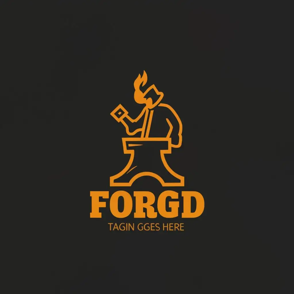 logo, blacksmith with flaming hammer and anvil, with the text "FORGED", typography, be used in Legal industry