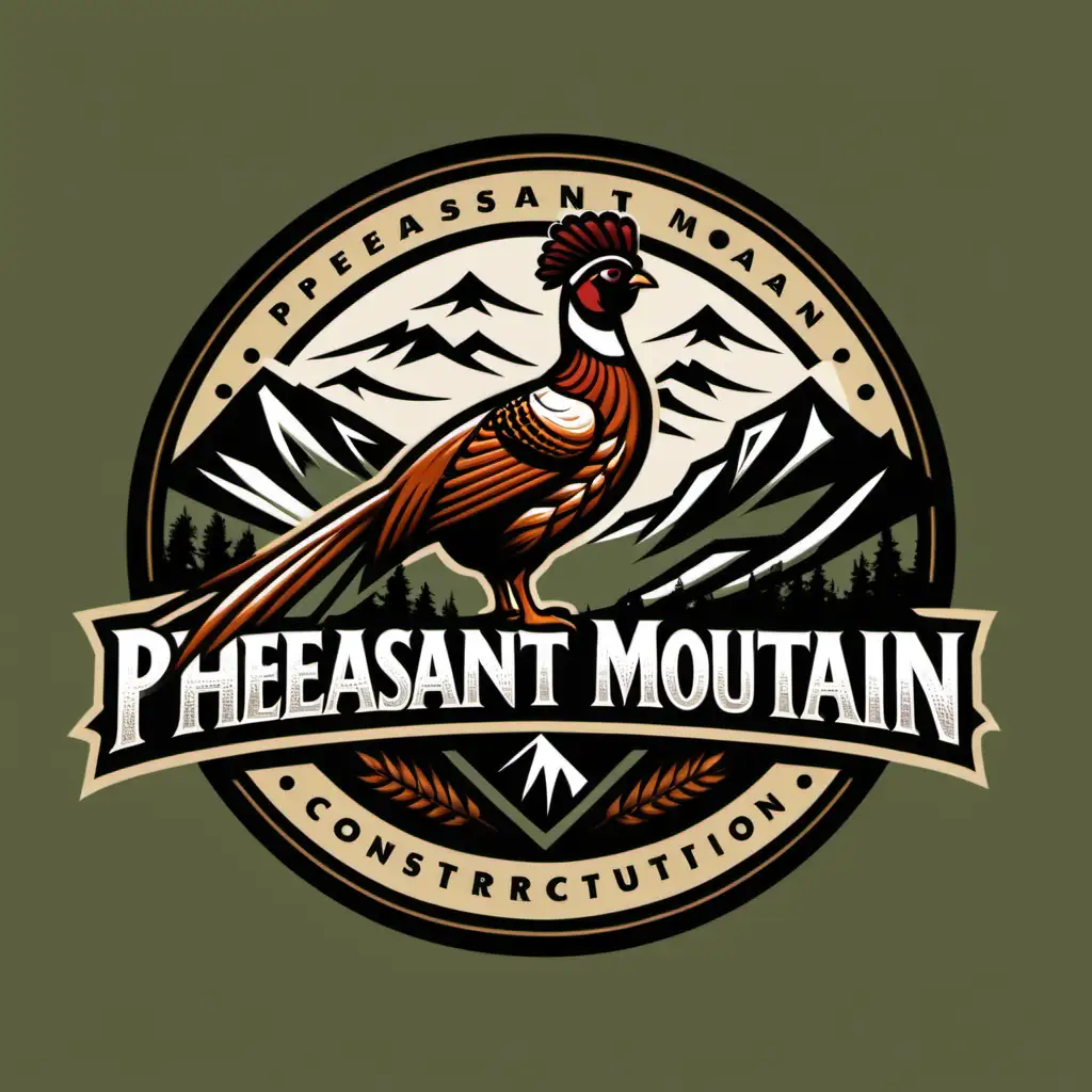 Pheasant Mountain Construction Logo Vibrant Spot Color Design
