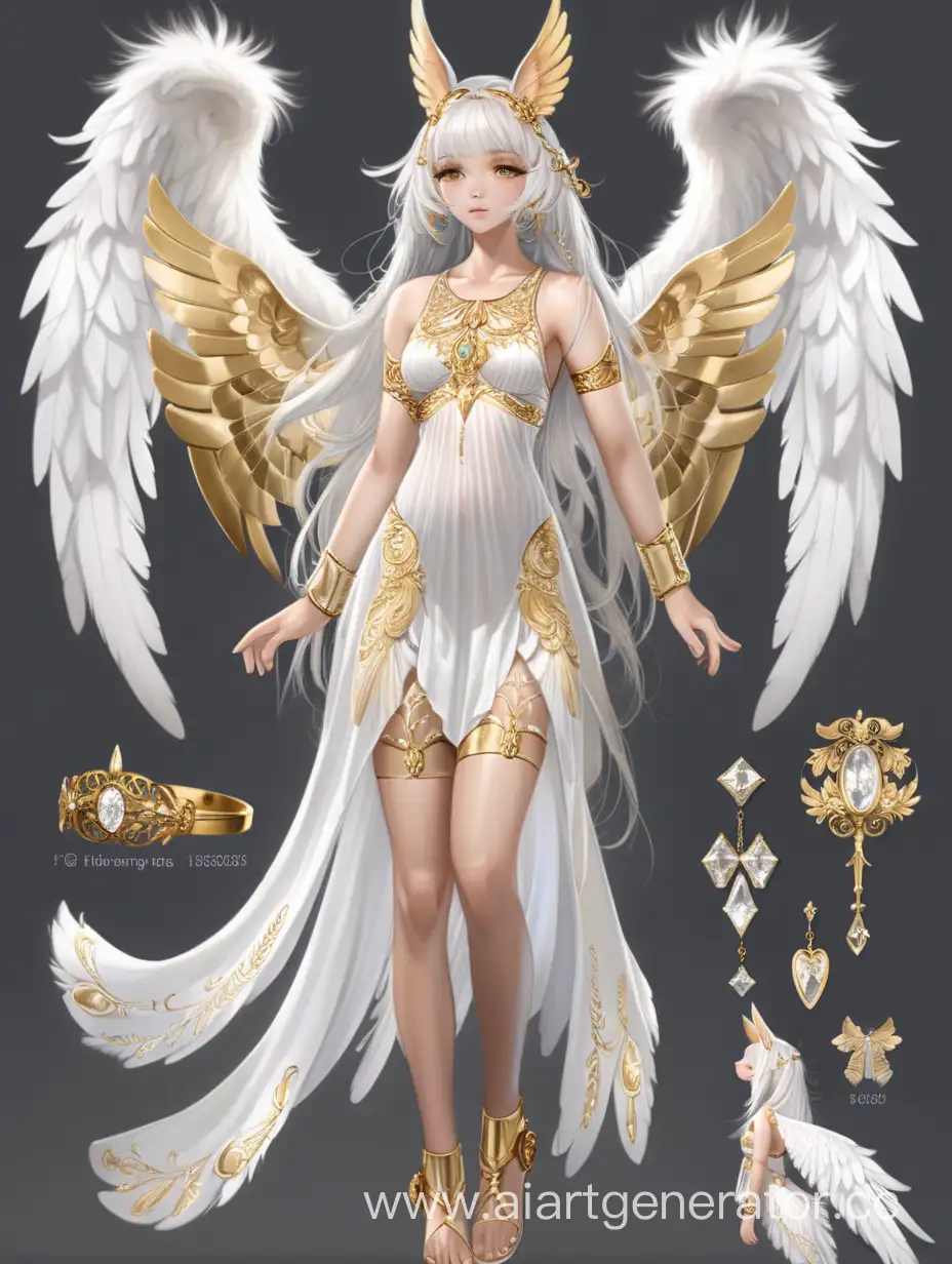 фурри адопт, референс, ангельские мотивы, белое платье, золотые детали
