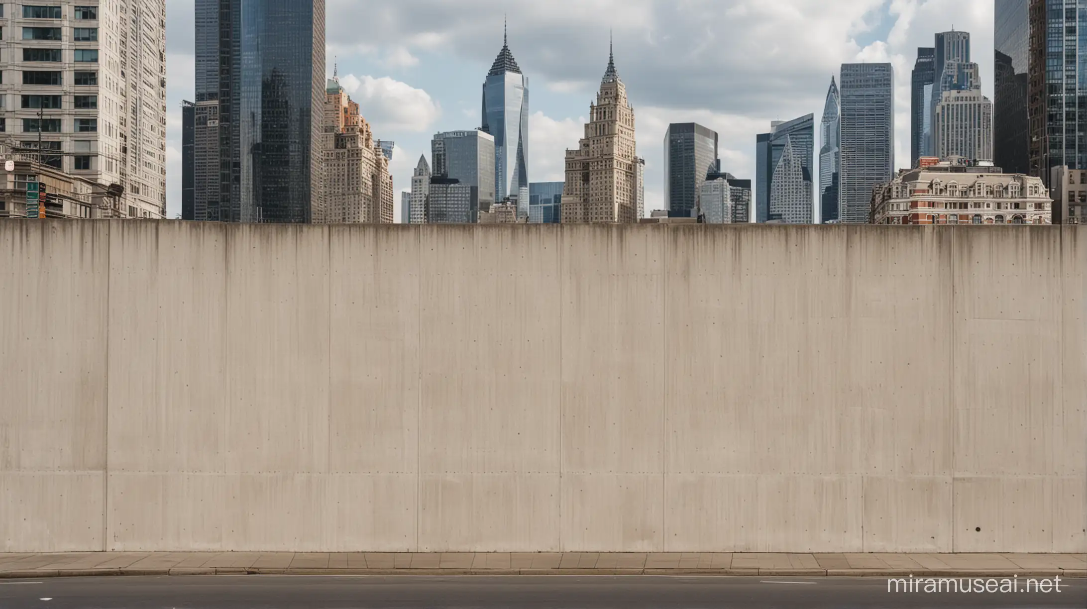 Pared grande en centro de gran ciudad  con grandes edificios de fondo