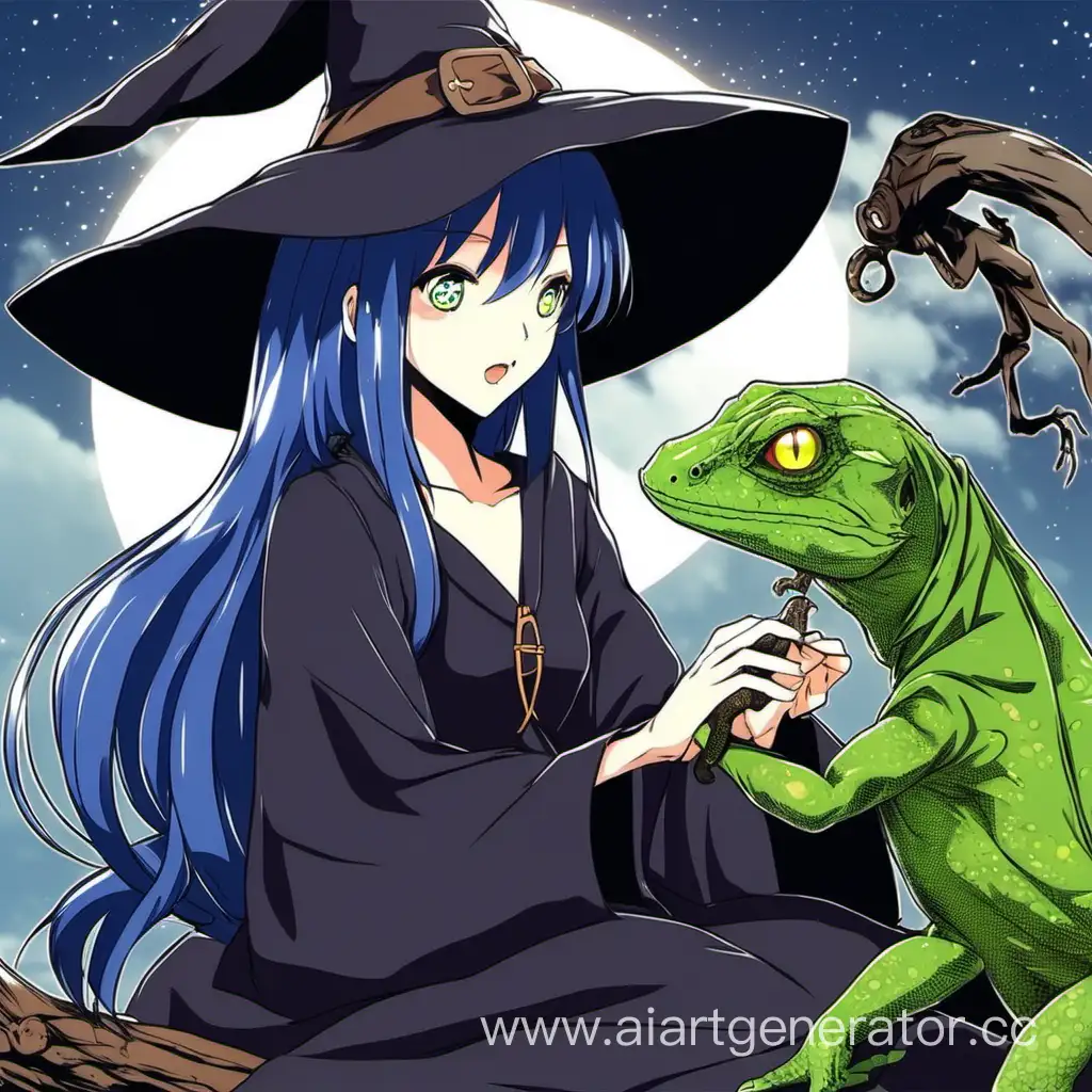 Enchanting-Anime-Witch-with-a-Lizard-Companion