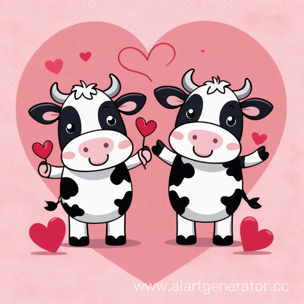 valentine card two cute cow