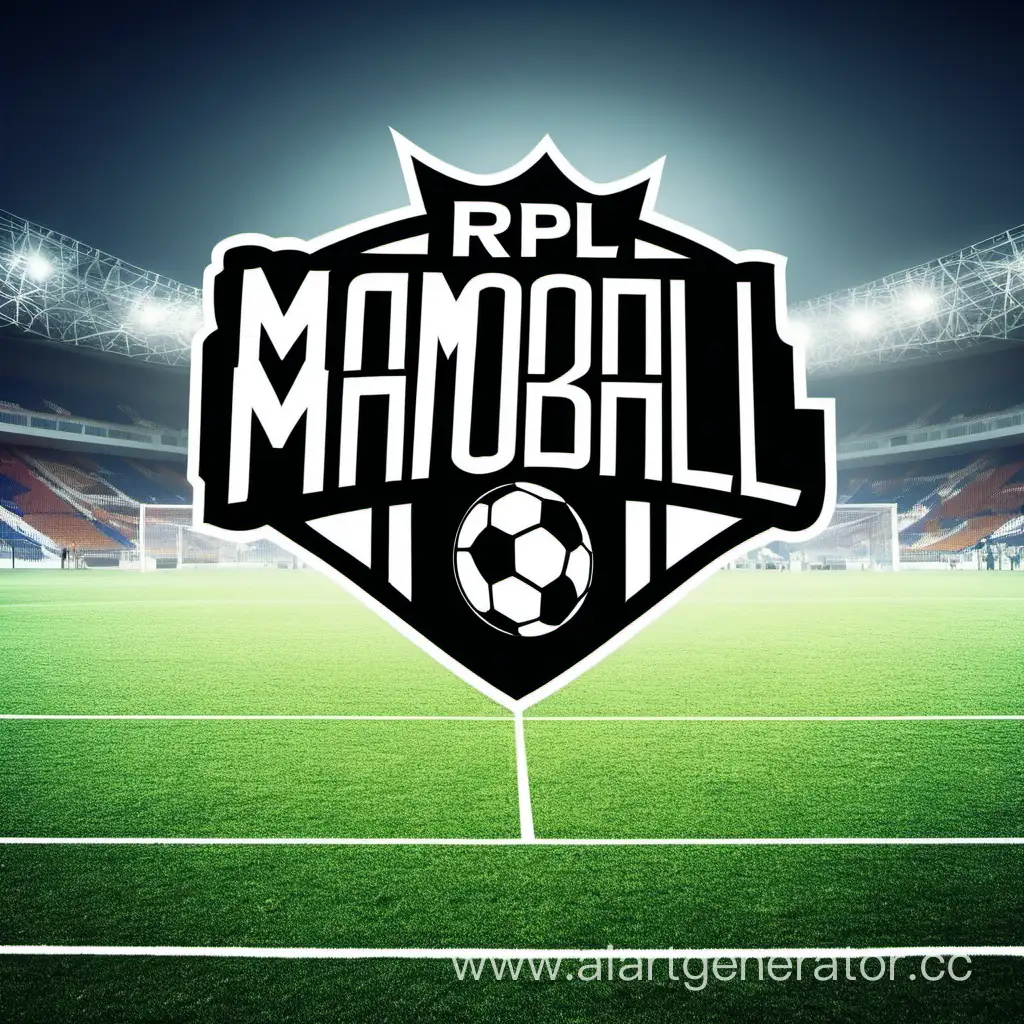 Логотип с надписью RPL Mamoball League, на фоне футбольное поле