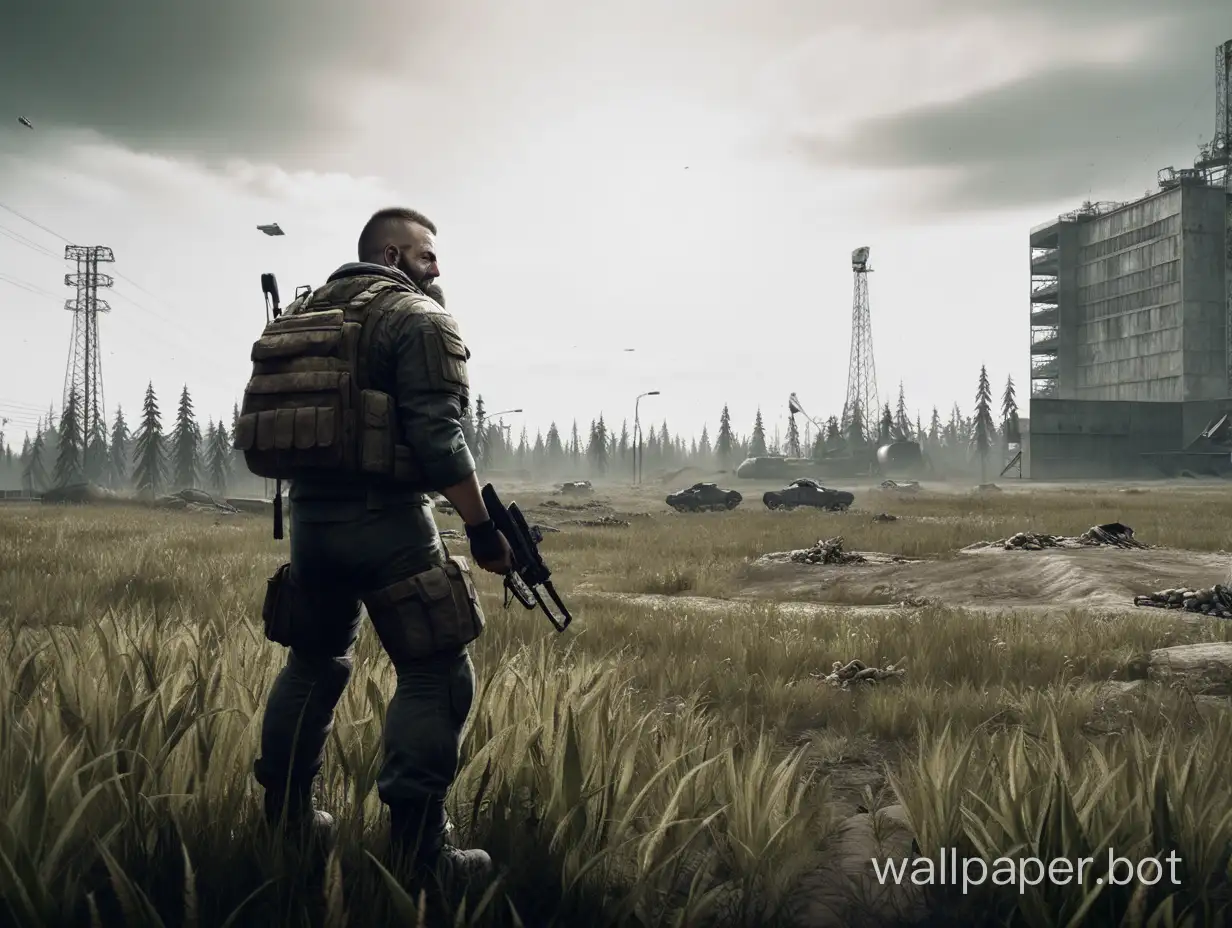 escape from Tarkov, war apocalypse, man standing in field