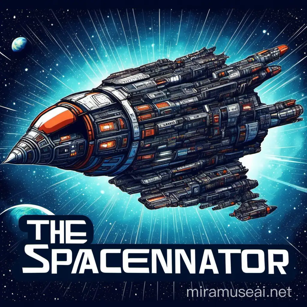 a big spaceship that has the words the spaceinator 2.0 on the side 