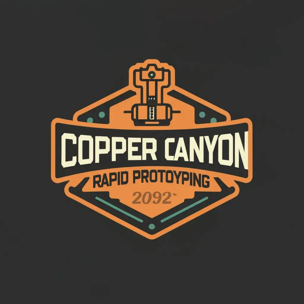 logo, 3D printer, with the text "Copper canyon Rapid Prototyping", typography