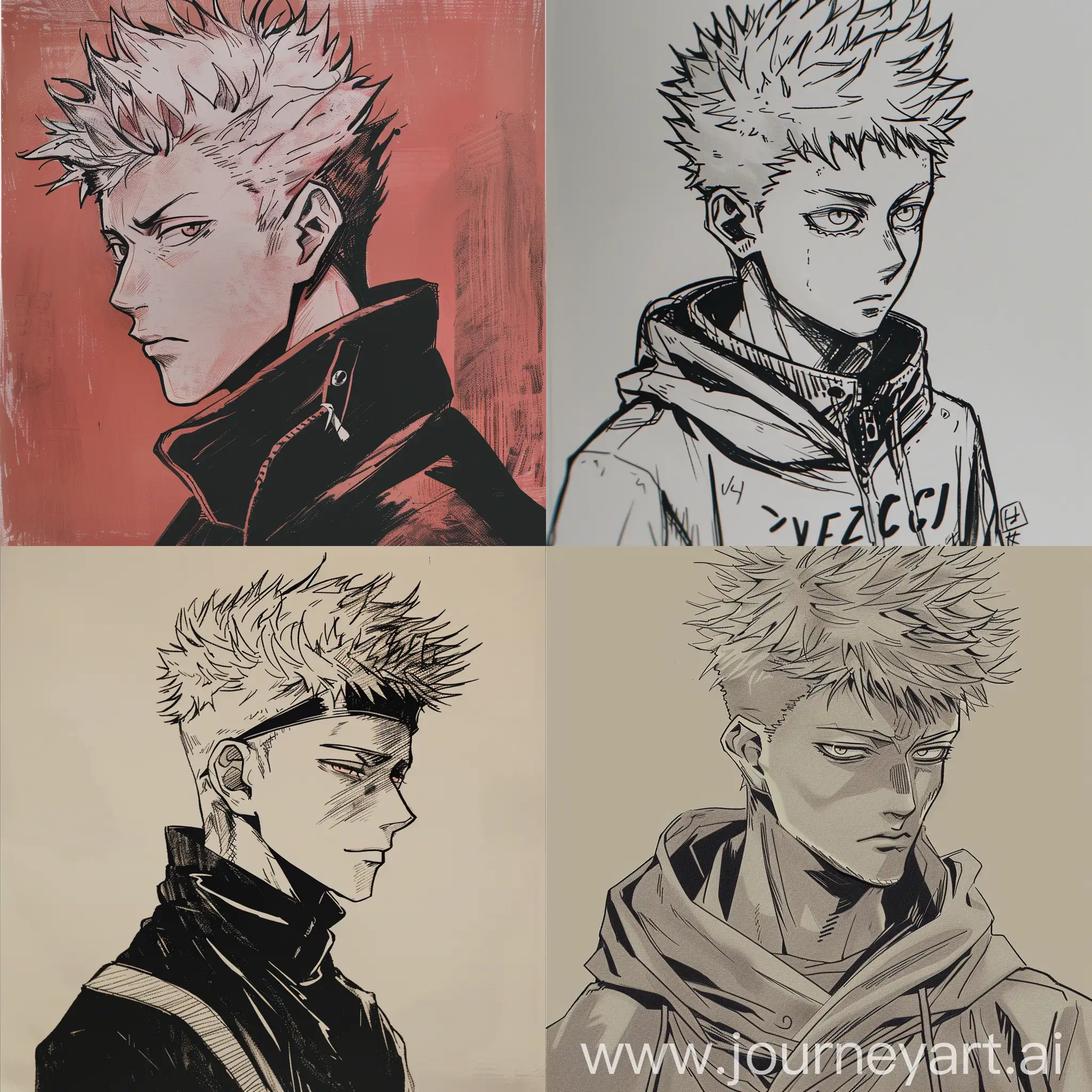 line art, sketch, anime, muted colors, yuta okkotsu, jujutsu kaisen, retro style, aesthetic, well drawn, masterpiece