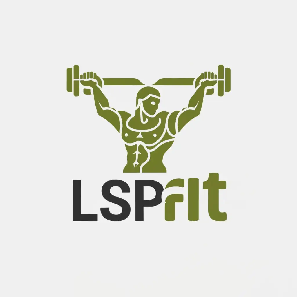 a logo design,with the text "LSPfit", main symbol:Greek god lile statuette,Minimalistic,be used in Sports Fitness industry,clear background, no weights 