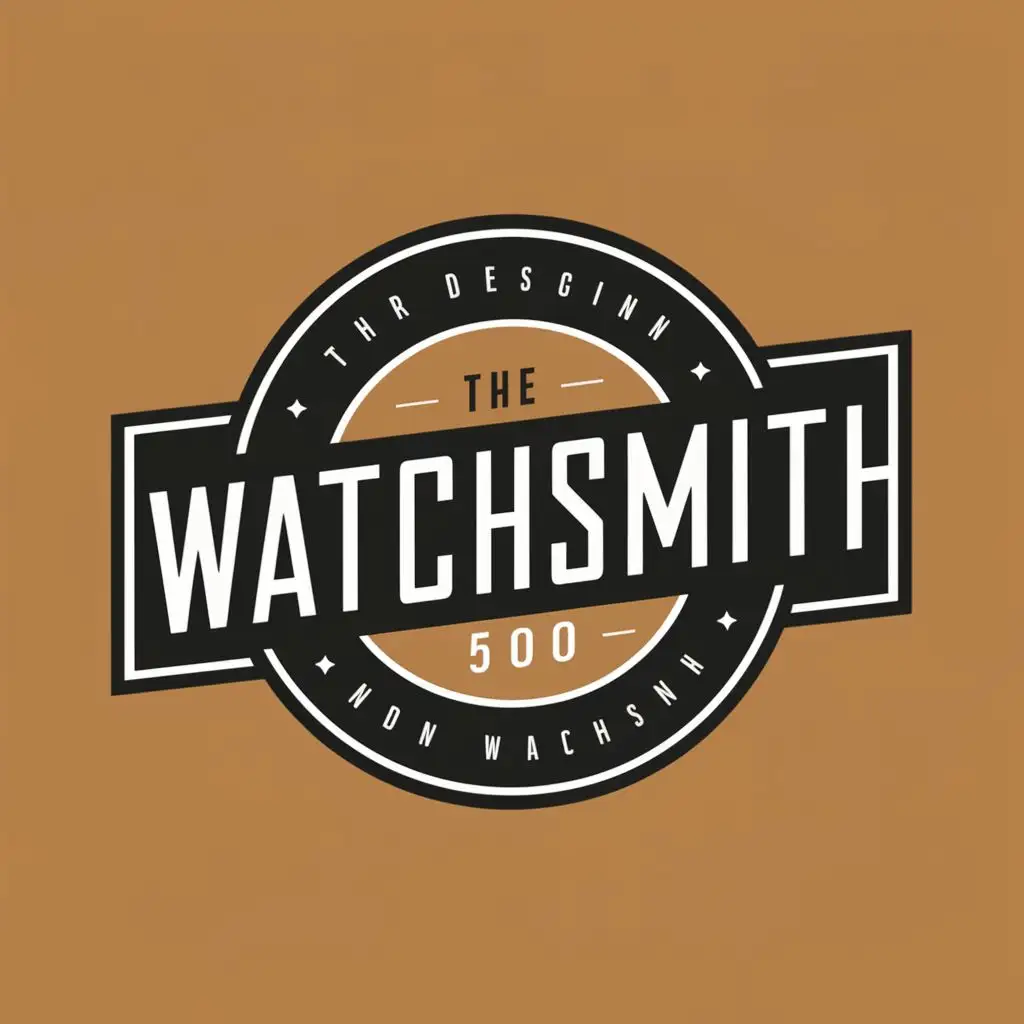 logo, vintage badge design for Indy 500, with the text "The WatchSmith", typography