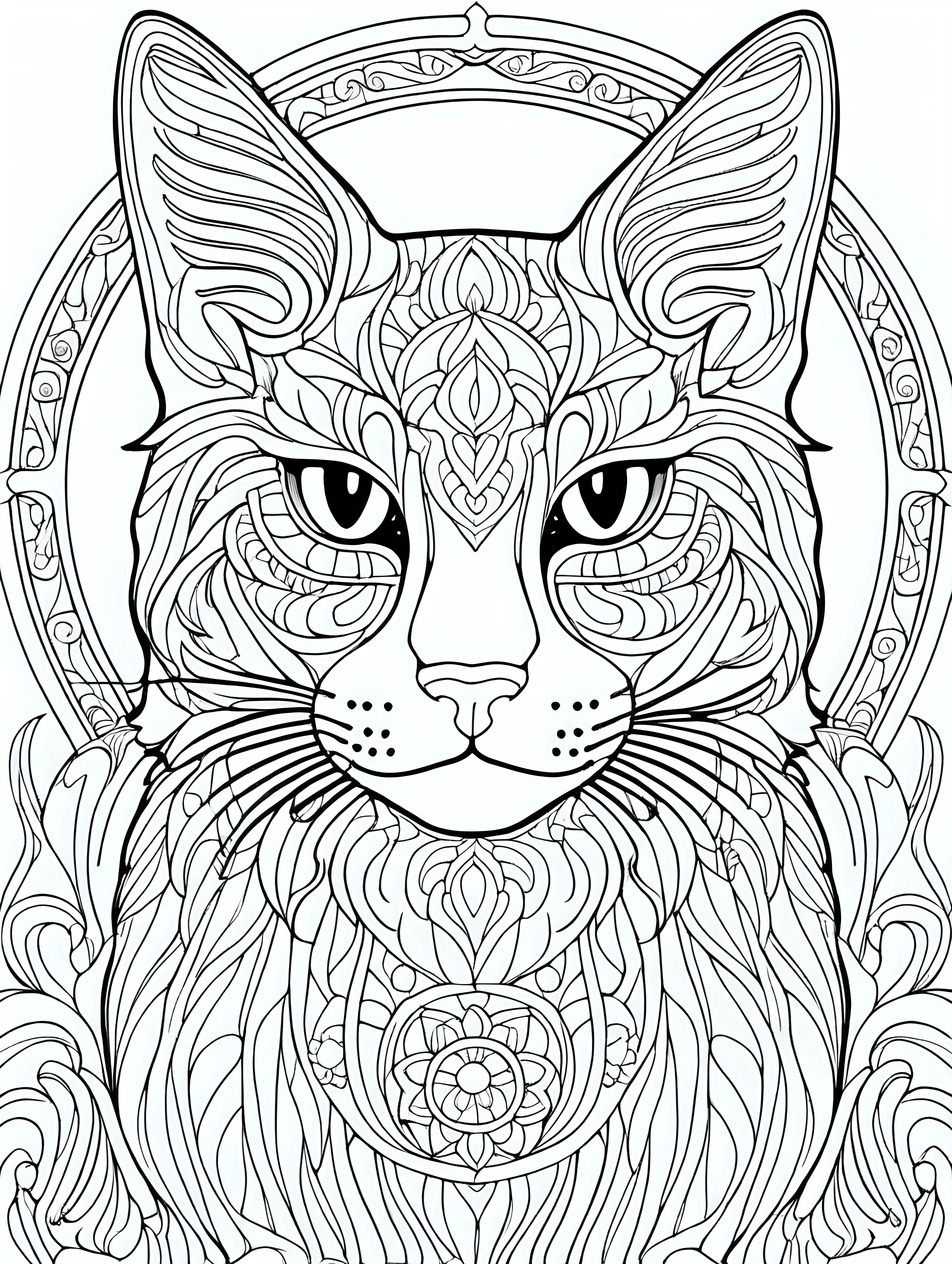 Zen Cat Mandala Coloring Book for Stress Relief and Relaxation