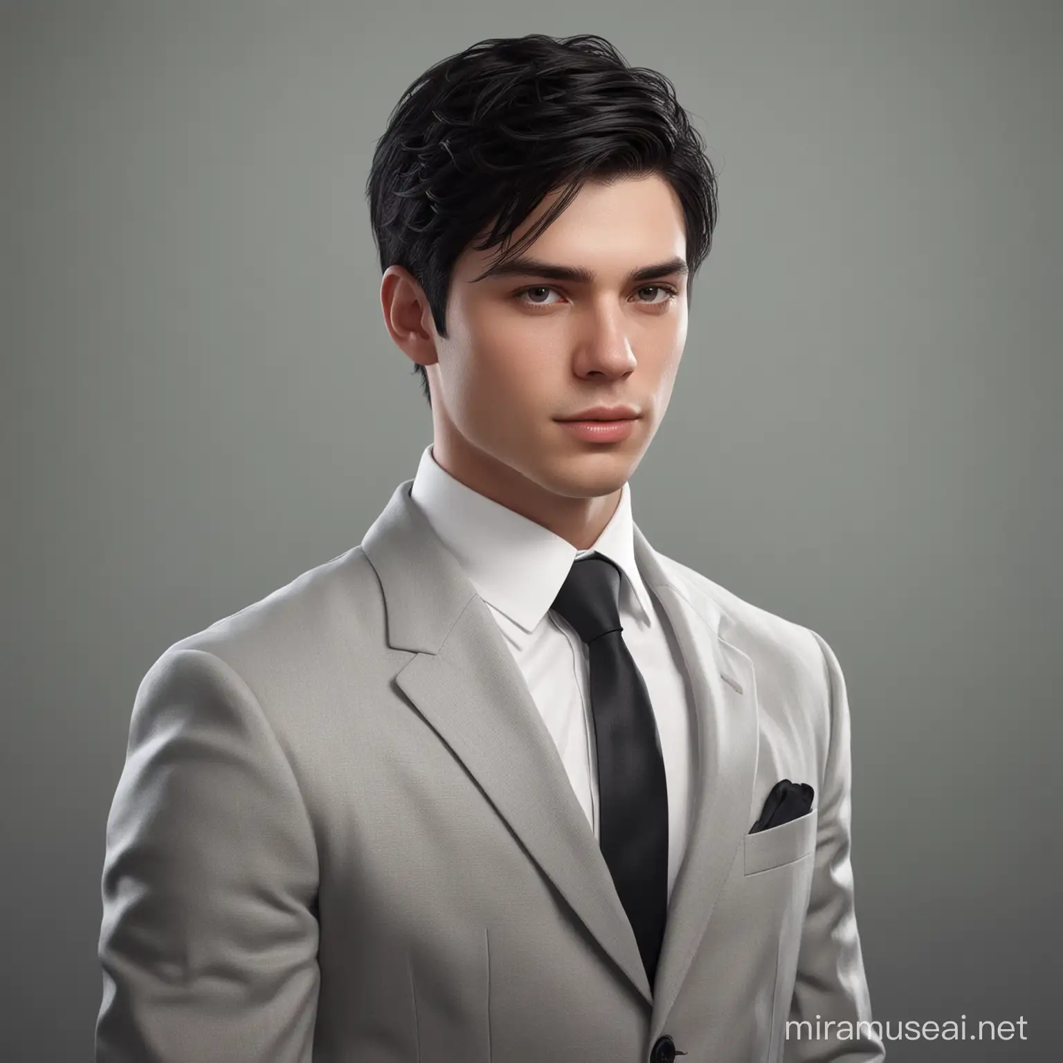 Realistic Young Man in Formal Attire