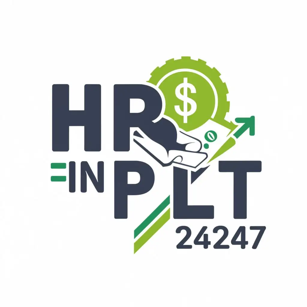 logo, money, with the text "HR in PLT 24/7", typography, be used in Finance industry