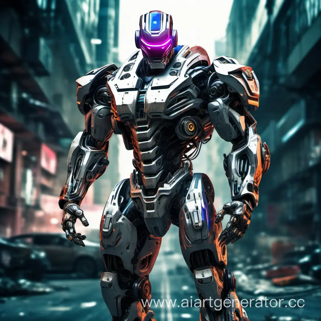 Cyberpunk-Warrior-Robot-Robocop-Costume-in-PostApocalyptic-Heroic-Pose