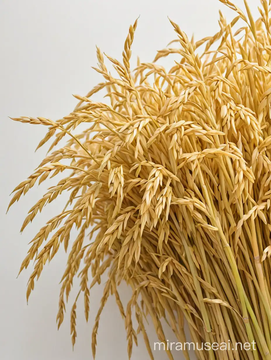 Golden Rice Harvest Bundle on White Background