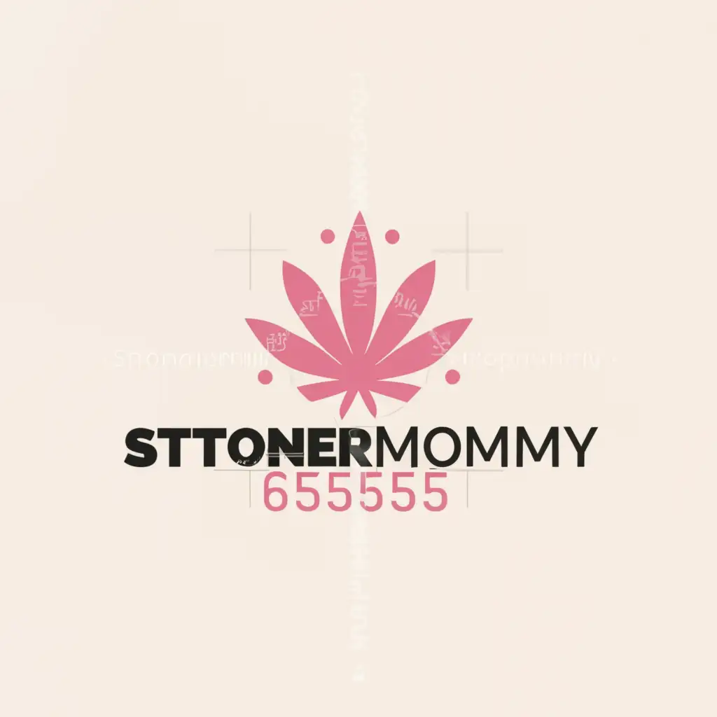 a logo design,with the text 'StonerMommy 555', main symbol:A single pink cannabis leaf,Minimalistic,be used in Retail industry,clear background