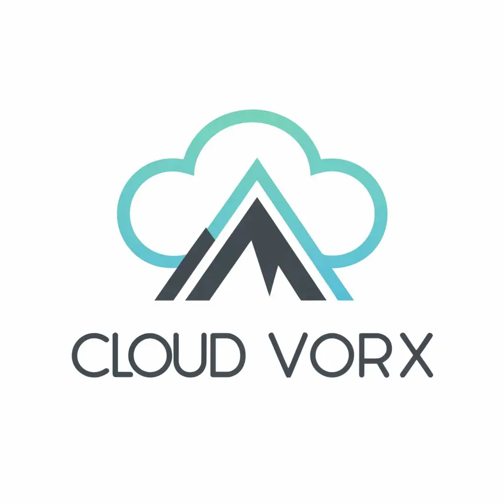 a logo design,with the text "Cloud worx", main symbol:Clouds around a mountain top,Minimalistic,be used in Internet industry,clear background