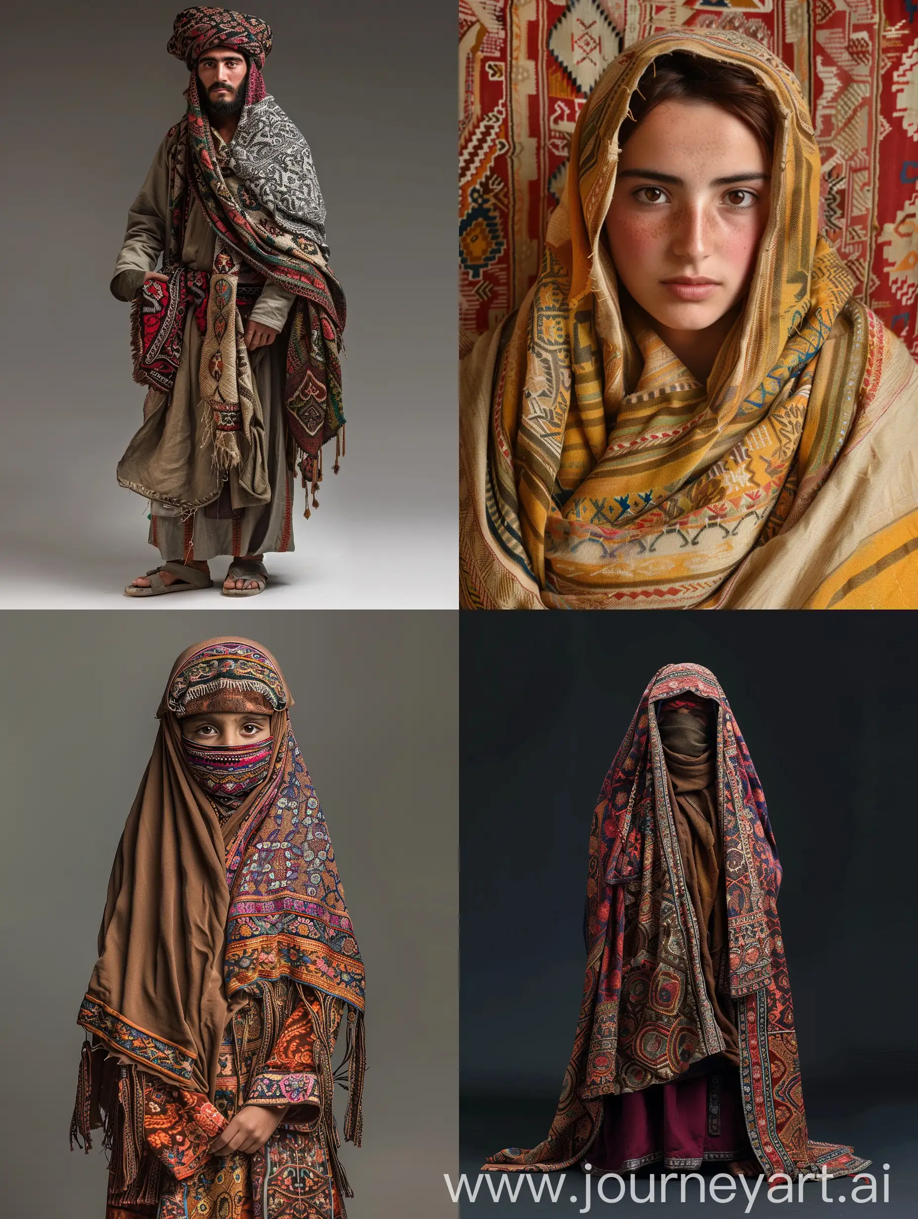 Afghan-Tajik-Traditional-Clothing-HighResolution-Portrait-of-Brown-Skin-Individuals