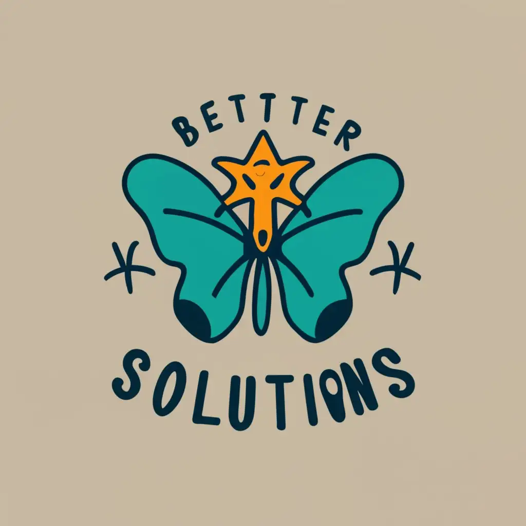 logo, butterfly, dragonfly and star fish, with the text "better days solutions", typography, be used in Animals Pets industry