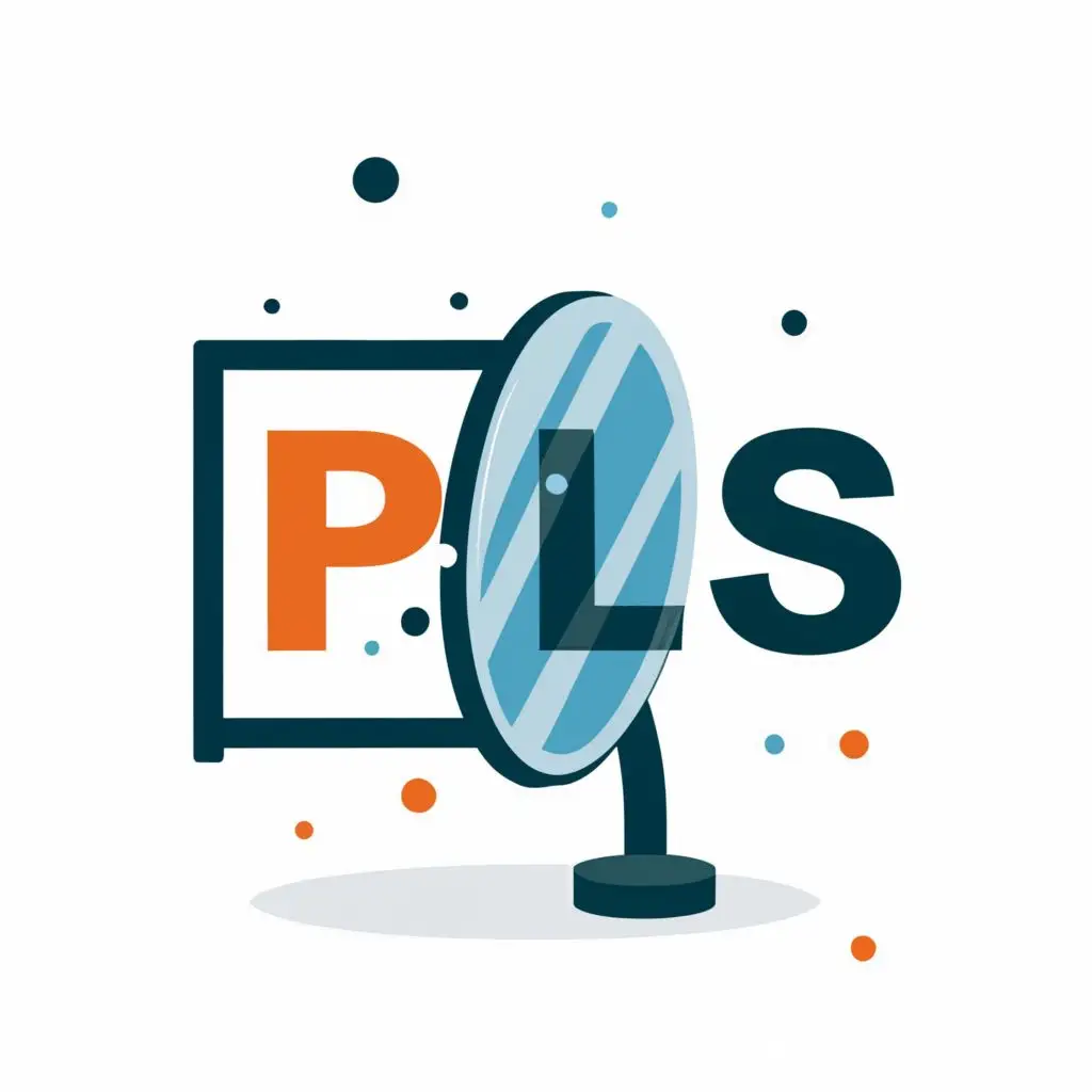 logo, reflection mirror, with the text "PLS", typography, be used in Education industry