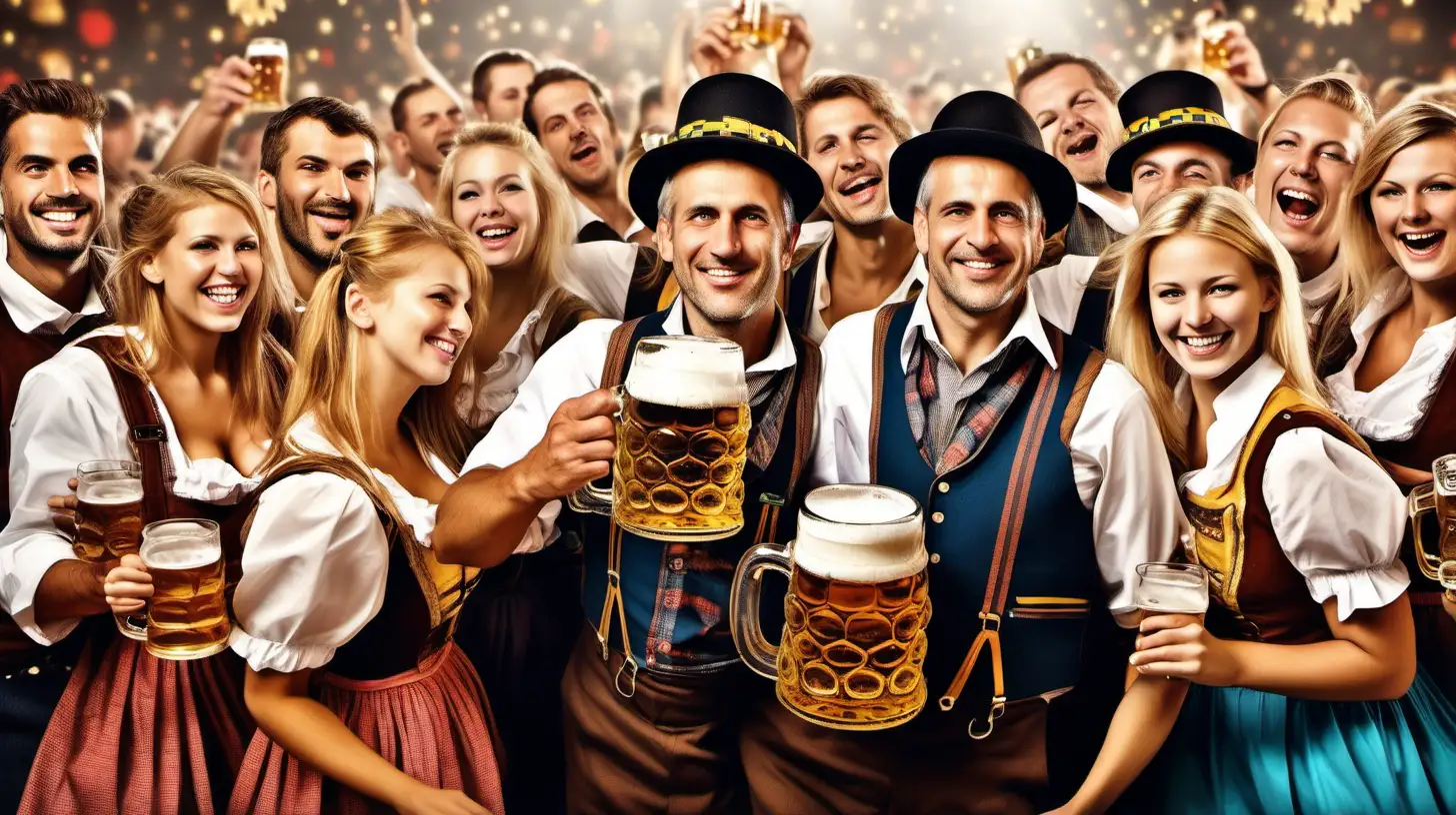 Bavarian Festivities Traditional Oktoberfest Revelry with Music Dancing and Beer