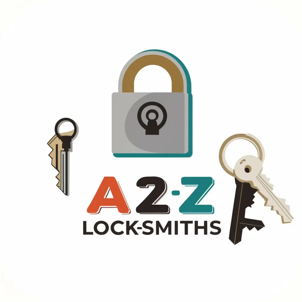 logo, Lock and a key, with the text "A2Z Lock-smiths", typography