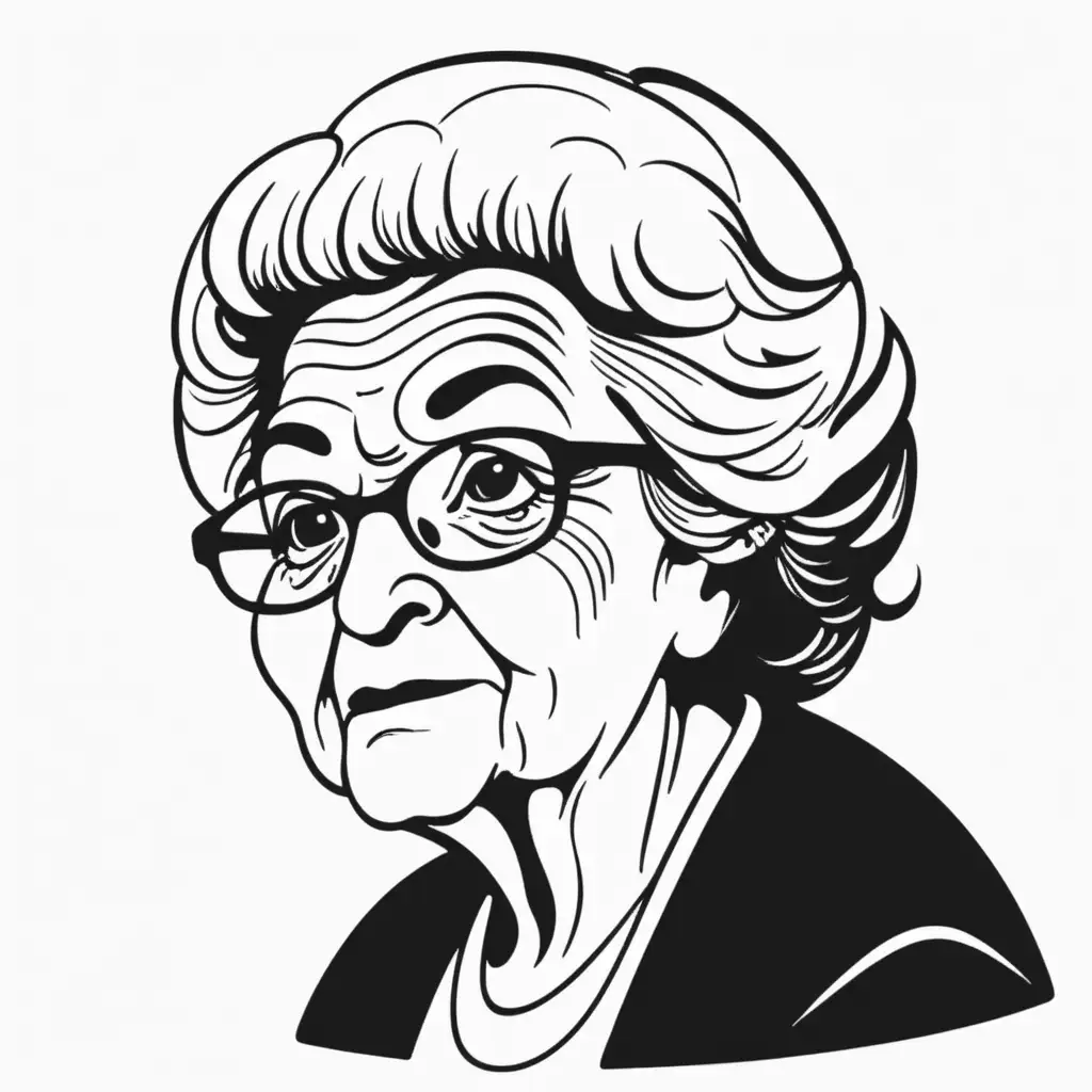 Elderly Woman Sketch in Monochrome