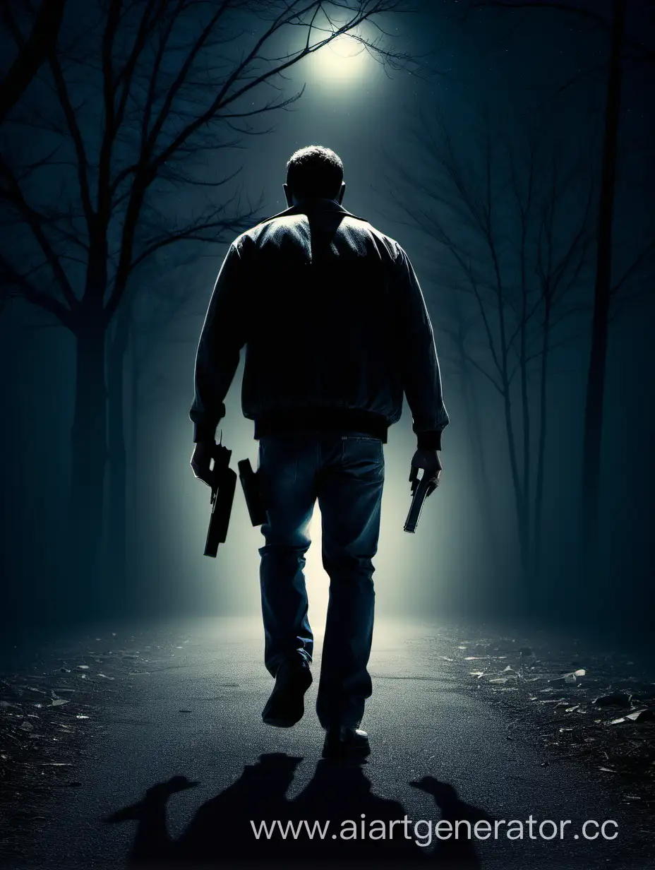 Man-Walking-Away-at-Night-with-Handgun-Noir-Thriller-Book-Cover-Art