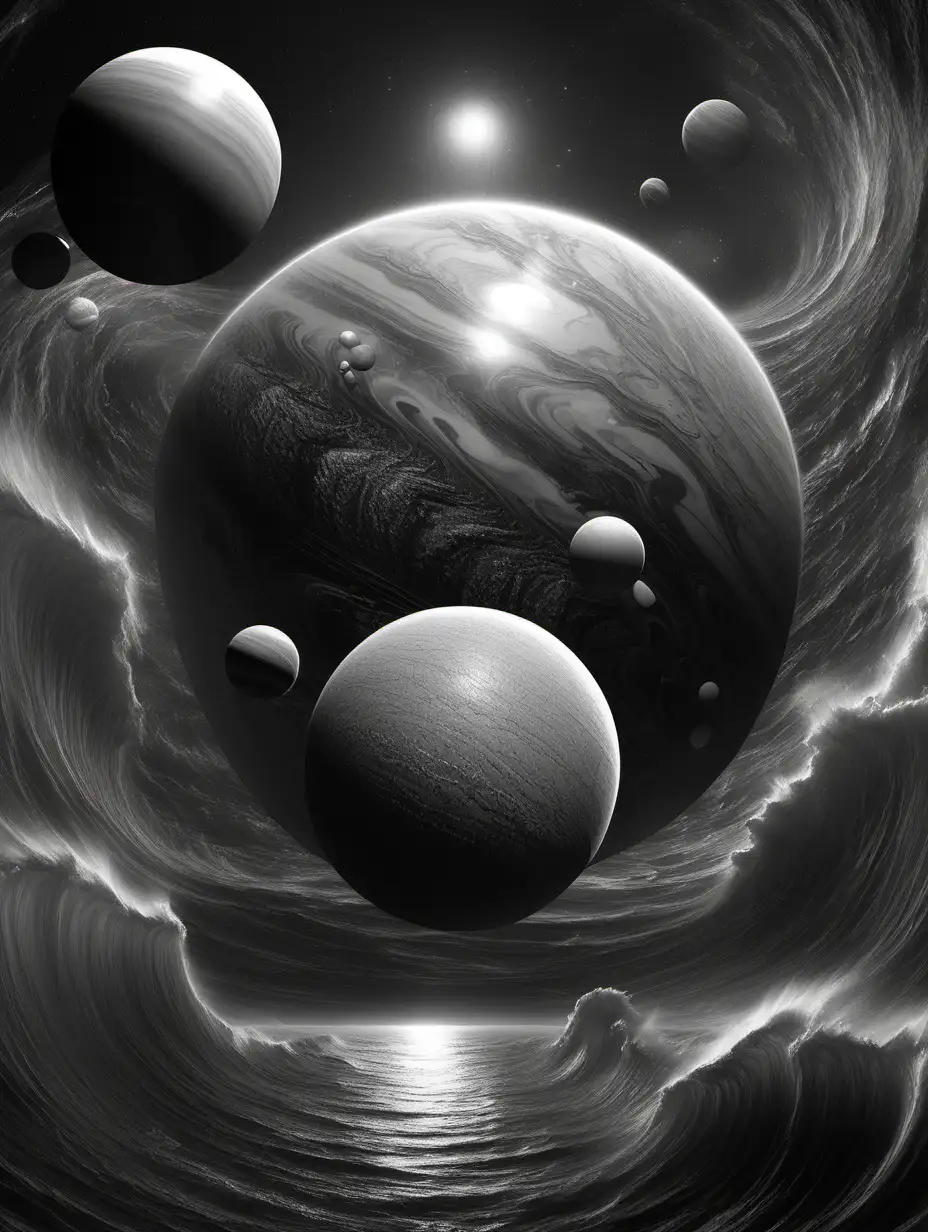 Artistic Greyscale Depiction of Neptunes Enigmatic Atmosphere