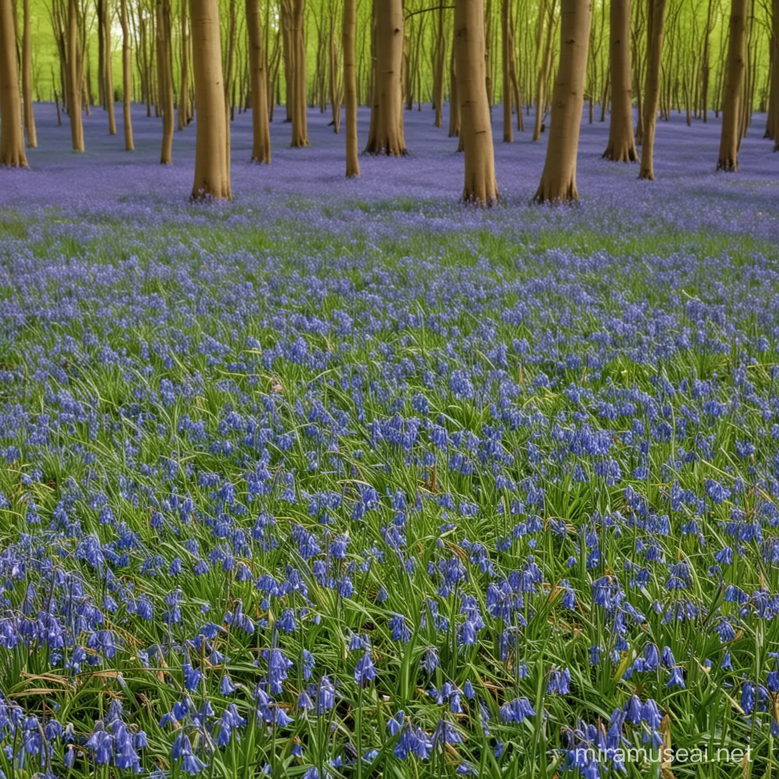 Enchanting Bluebells Blooming in Sunlit Meadow
