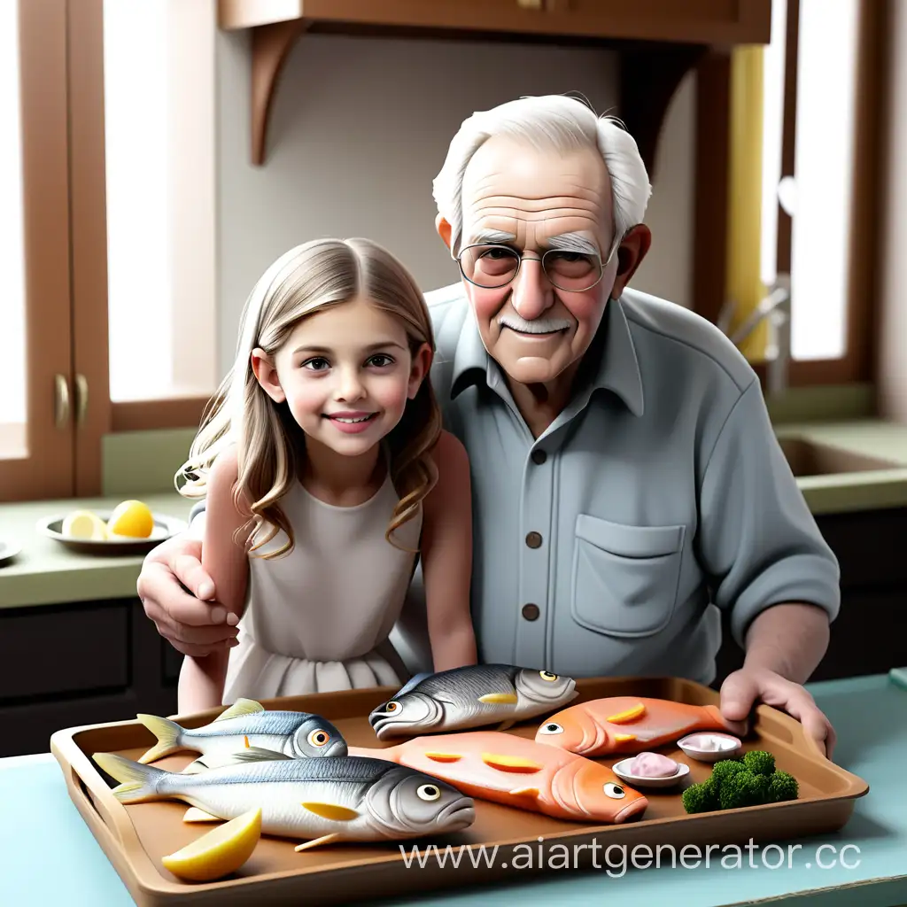 Grandfather-and-Granddaughter-Enjoying-Freshly-Caught-Fish-Together