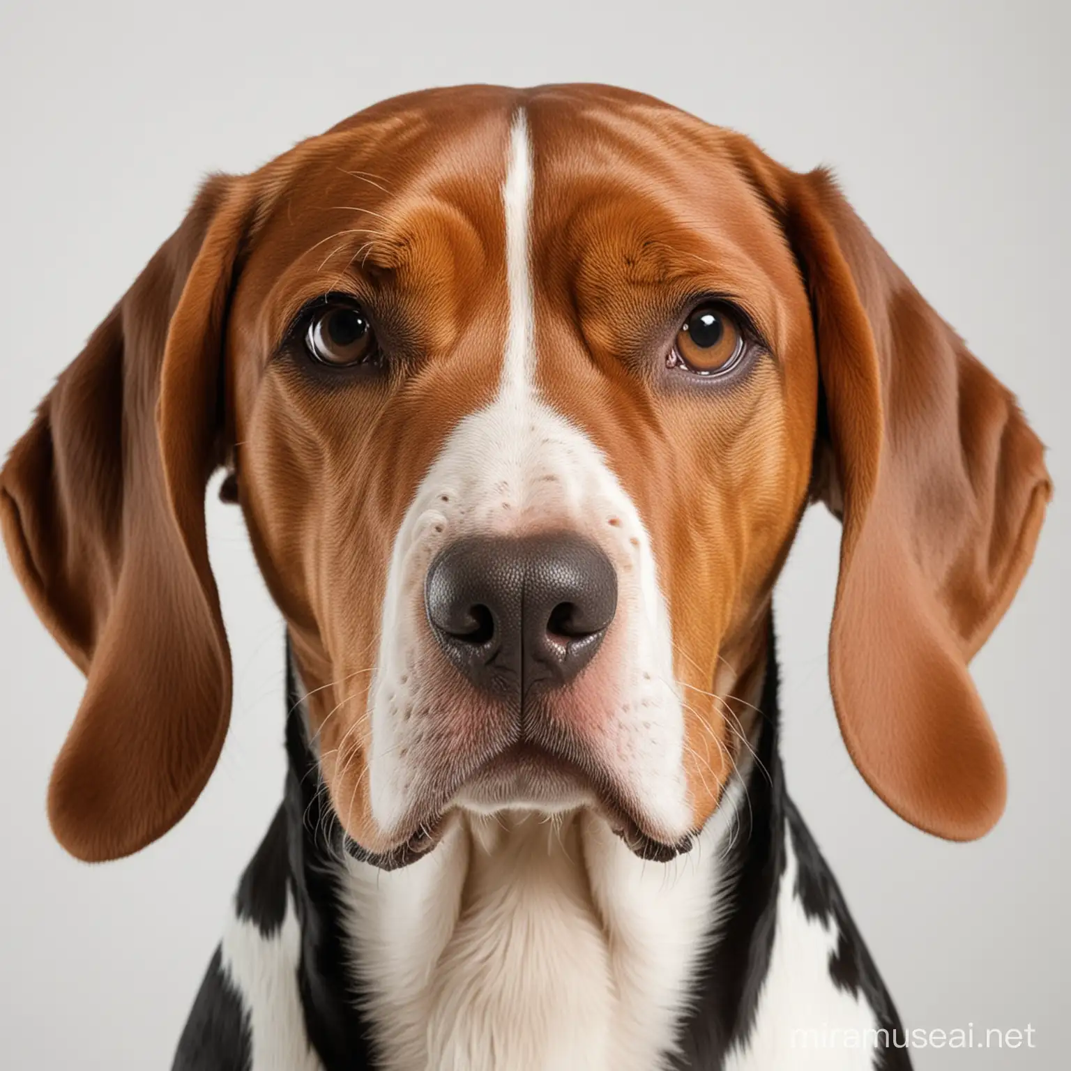 American English Coonhound face white background
