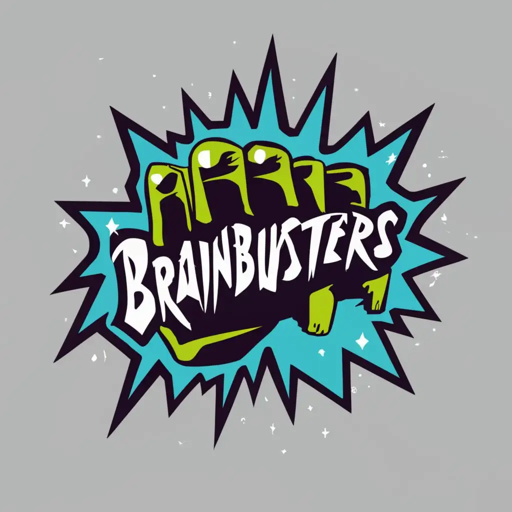logo, fighter, with the text "brainbusters mental fitness", typography