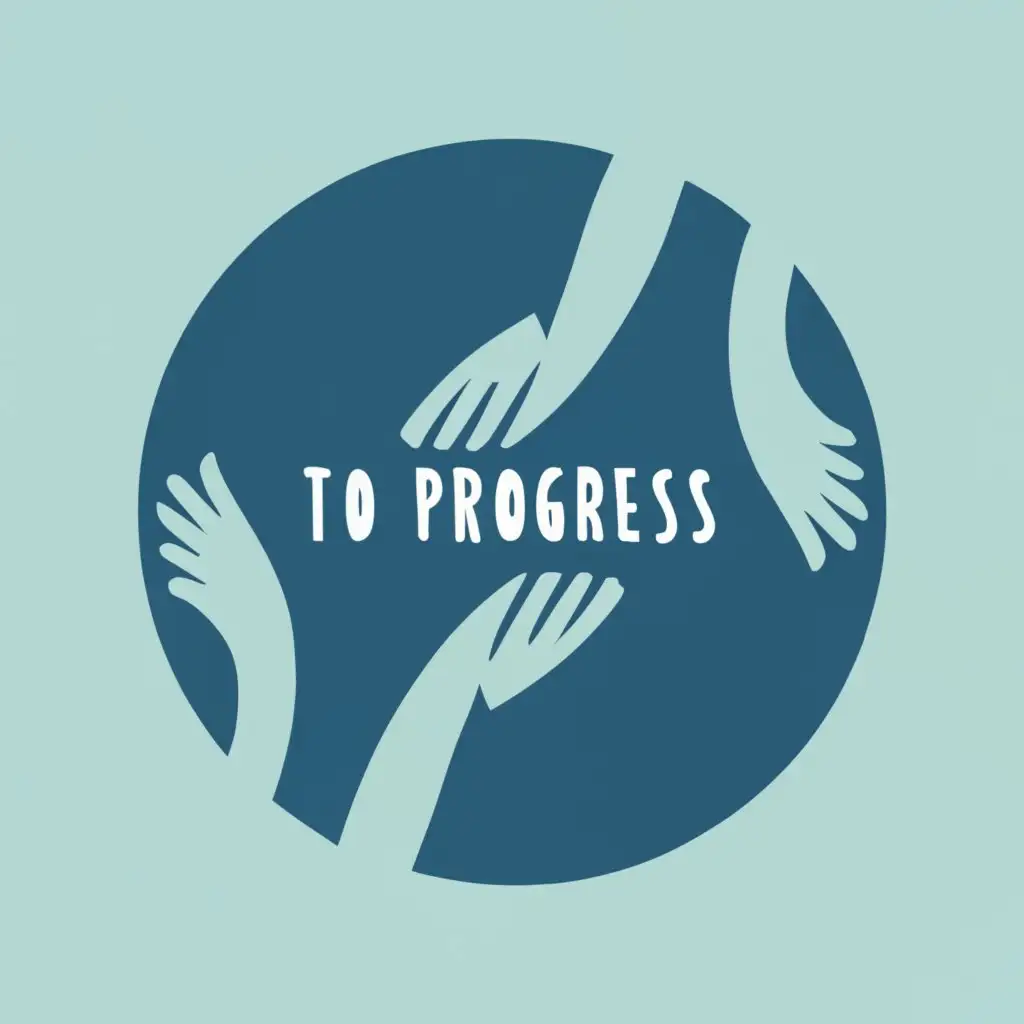 logo, Hands in circles hues of blue, with the text "Pathways to Progress", typography, be used in Nonprofit industry