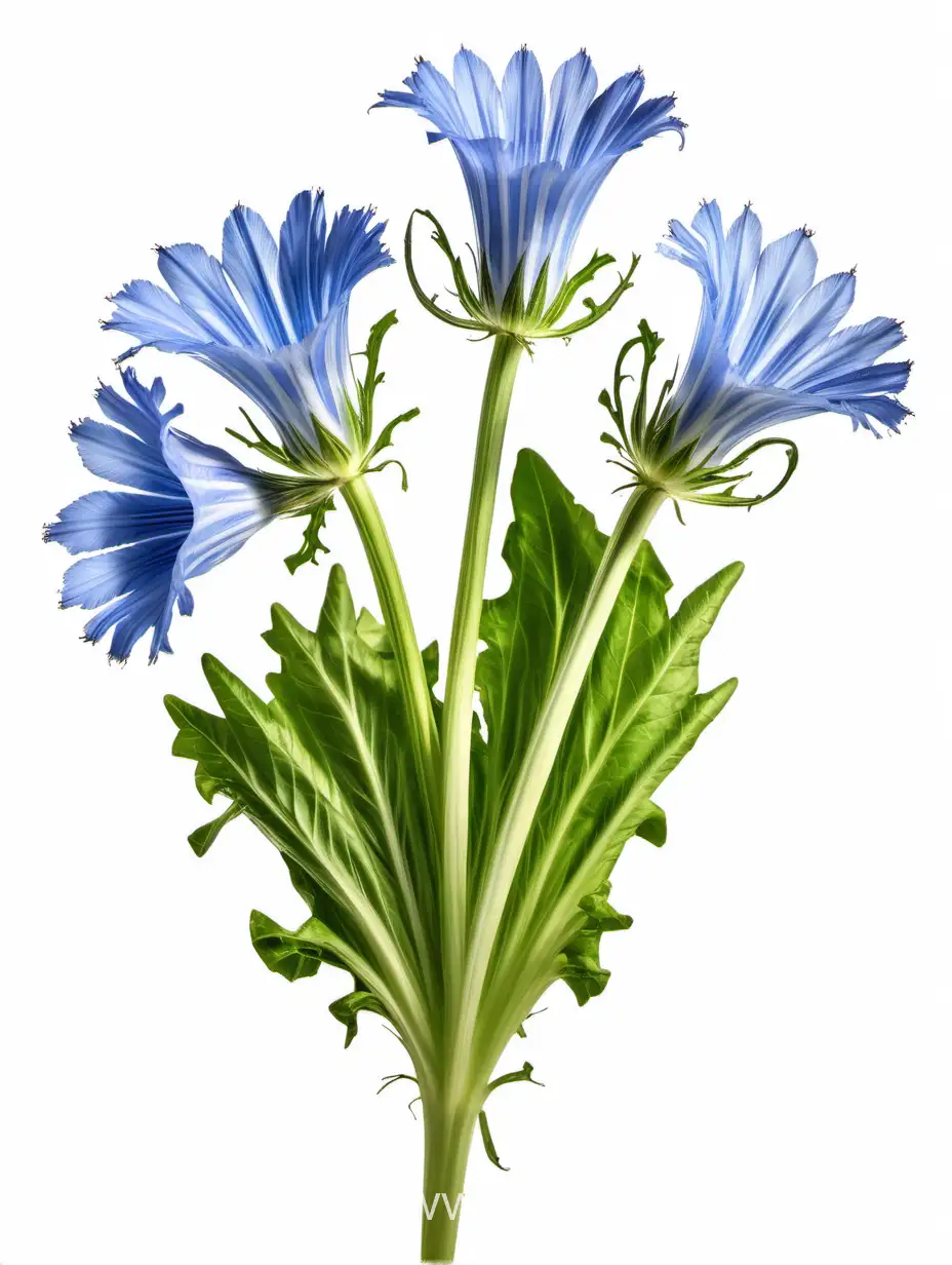 Vibrant-Chicory-Flowers-on-Clean-White-Background