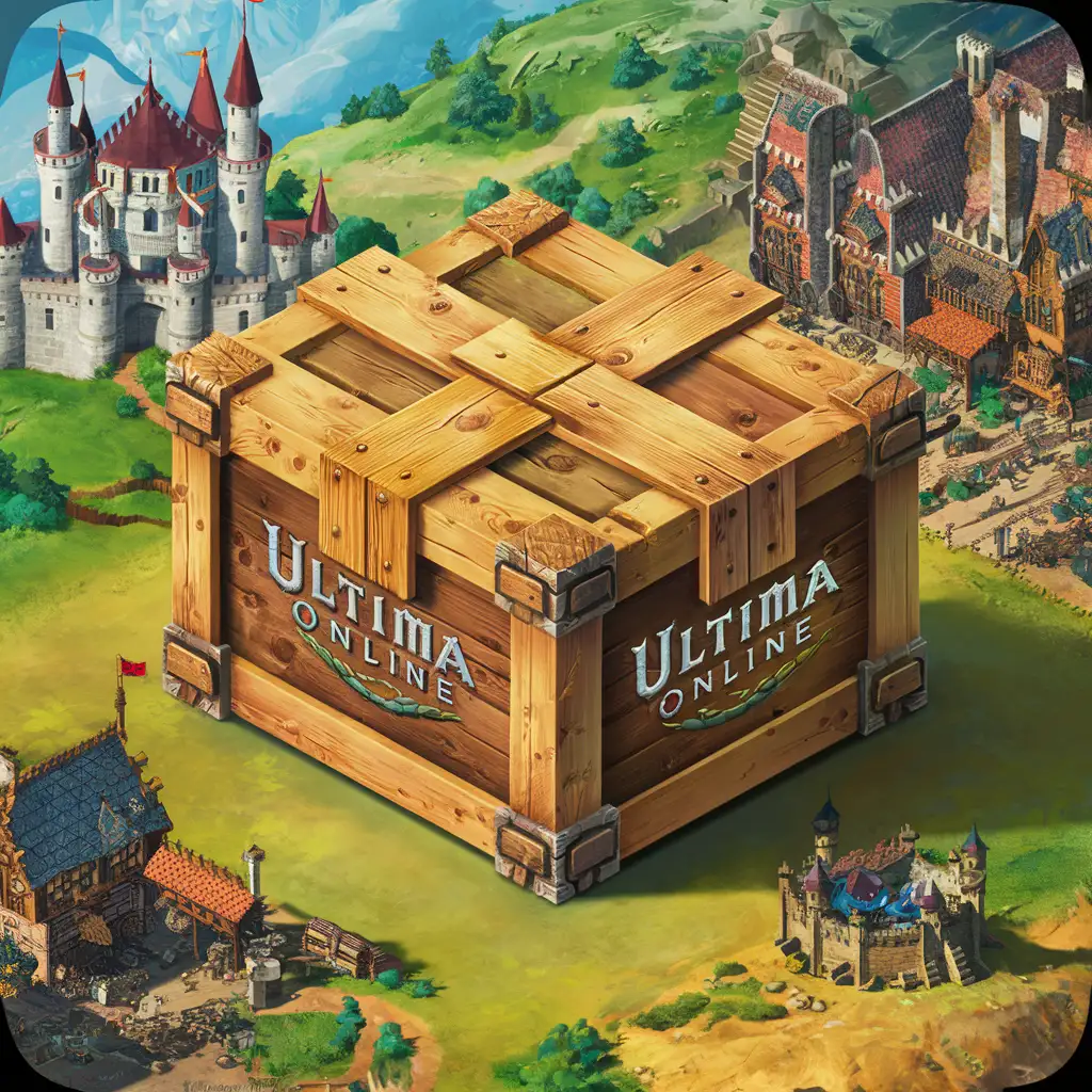 Vintage Wooden Crate in Ultima Online Theme Isometric 45 View