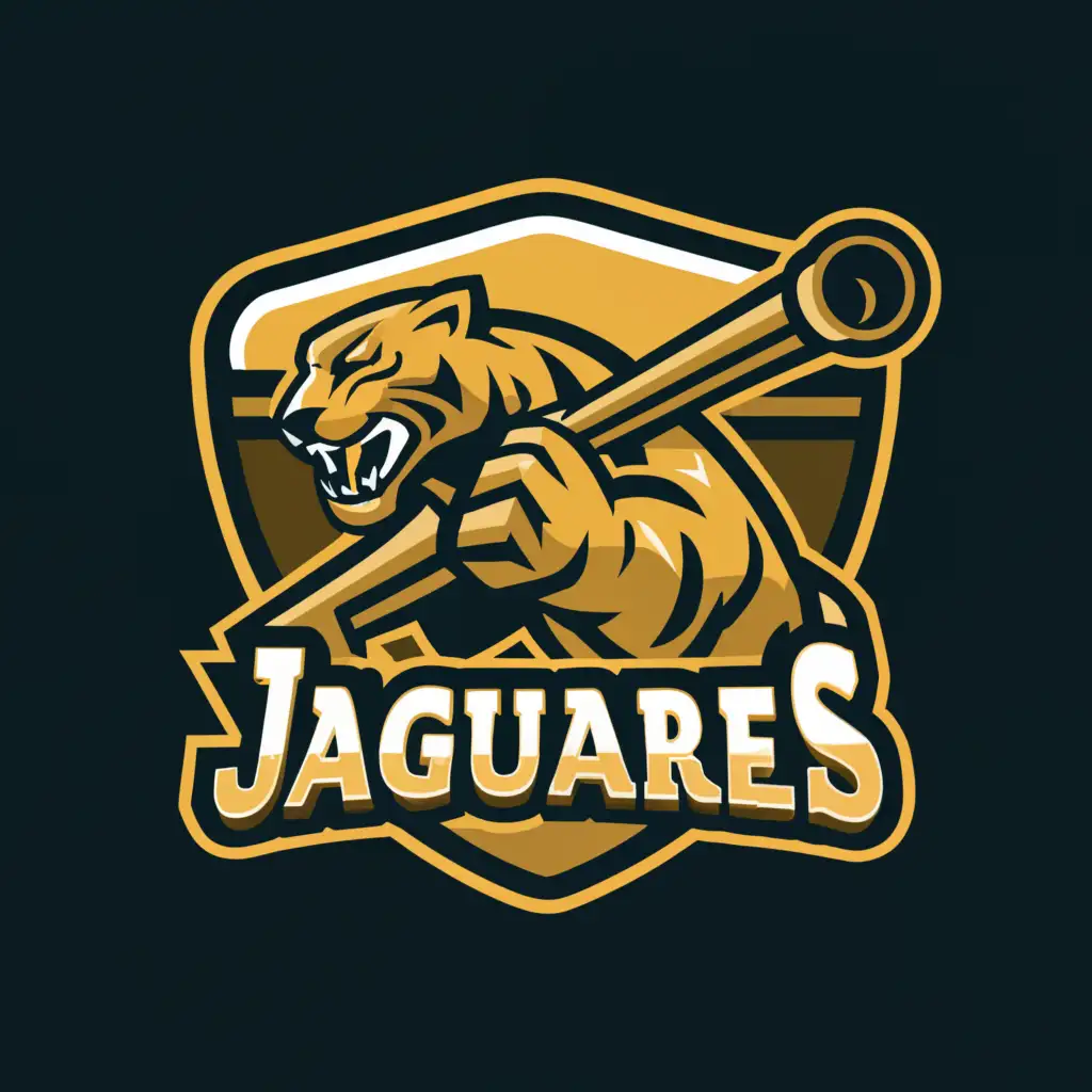 a logo design,with the text "jaguares", main symbol:jaguar and a cannon,Moderate,clear background