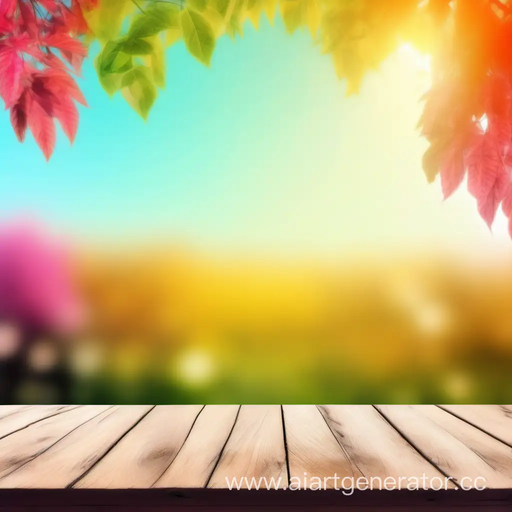 Bright-and-Colorful-Nature-Scene-with-Wooden-Stand