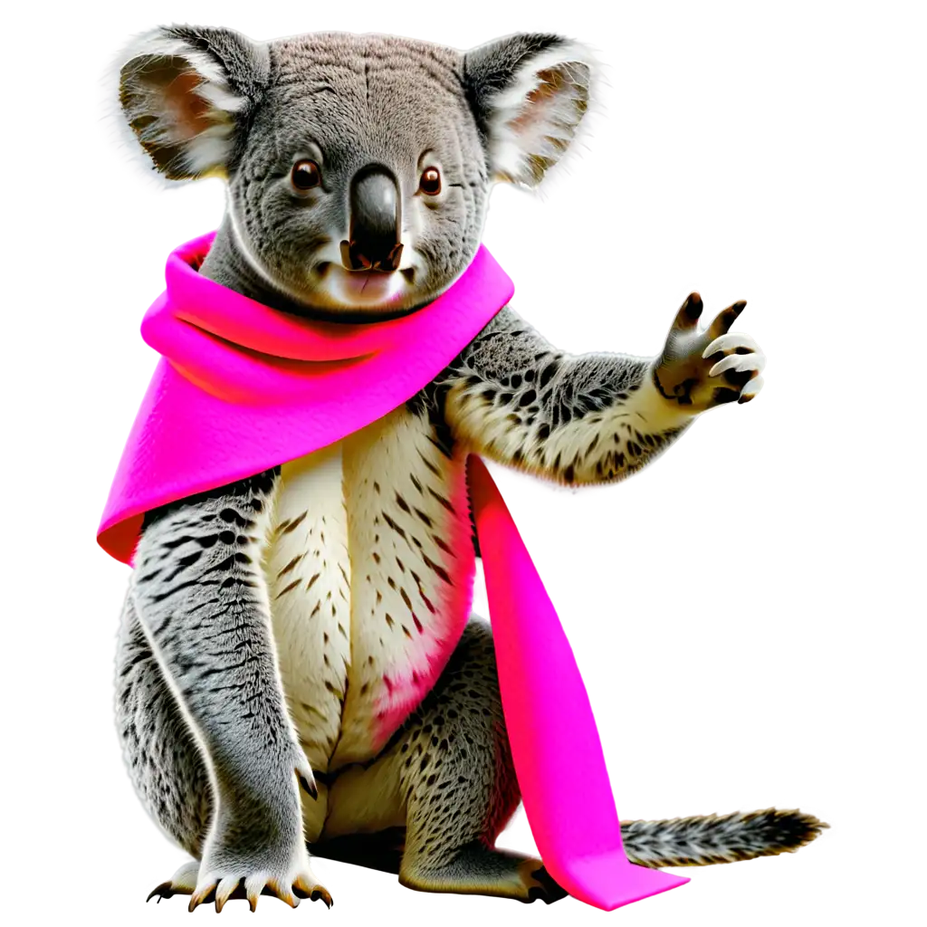 a koala dressed in pink