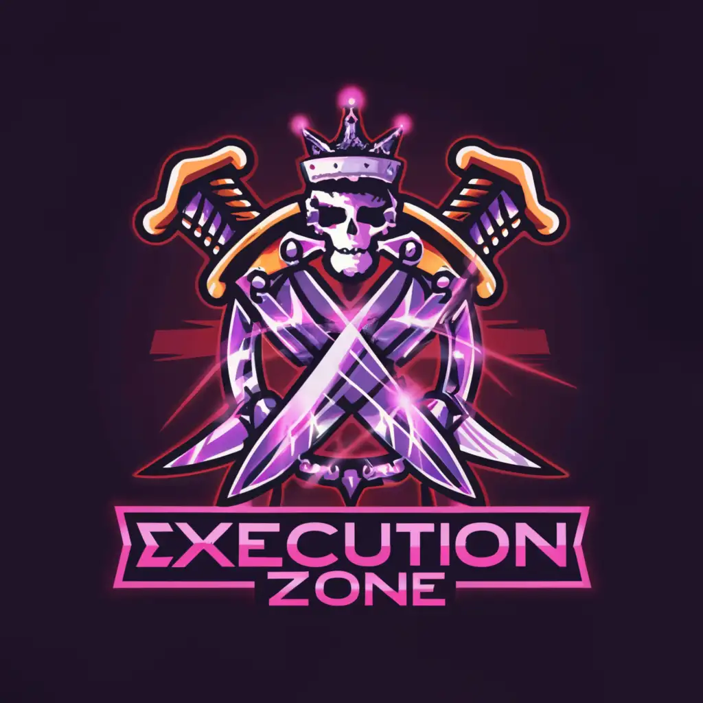 a logo design,with the text "Execution Zone", main symbol:Chain and Swords in a Throne,Moderate,be used in Technology industry,clear background