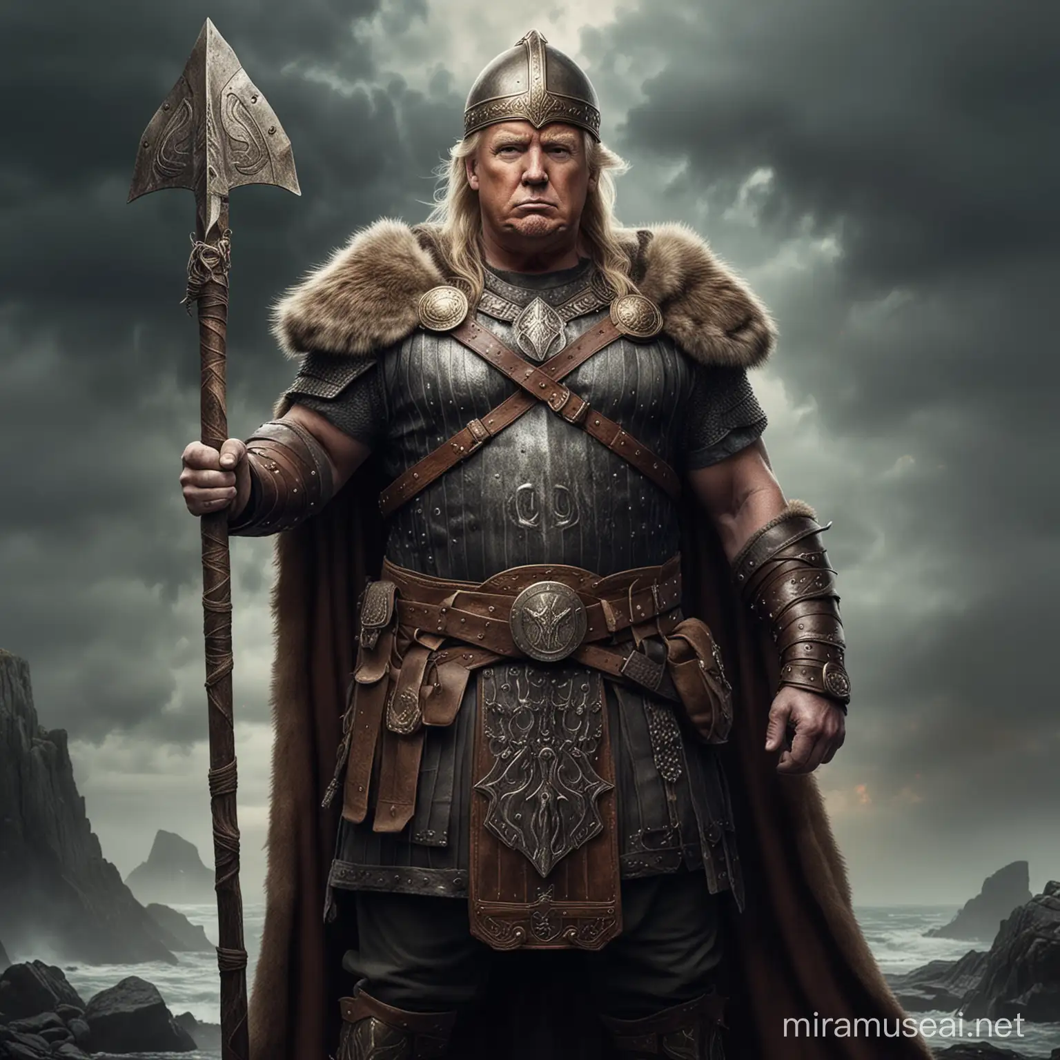 Donald Trump Viking Warrior Political Leader Portrayed in Norse Attire