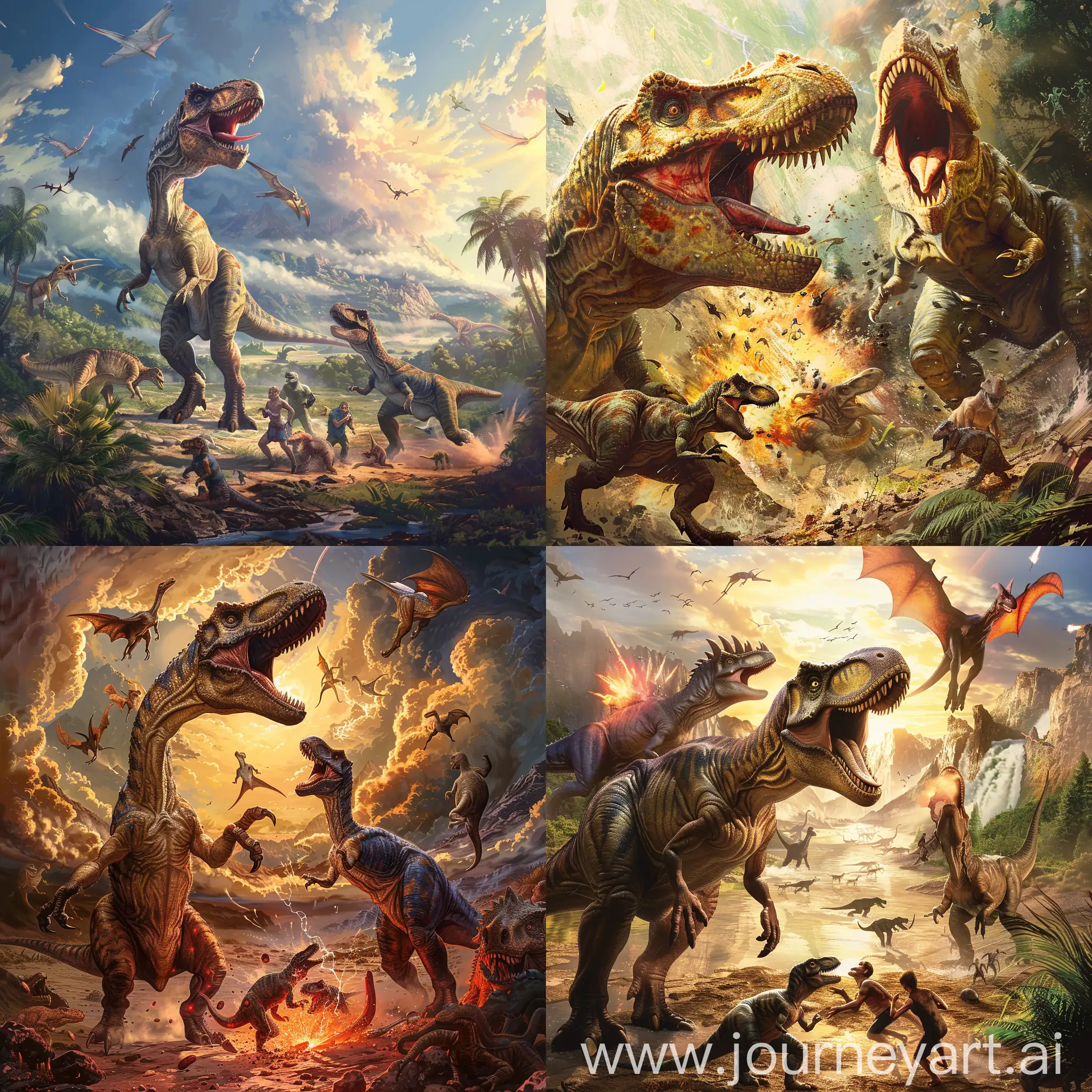 Survival-Amidst-Prehistoric-Predators-Humans-Evading-Dinosaurs