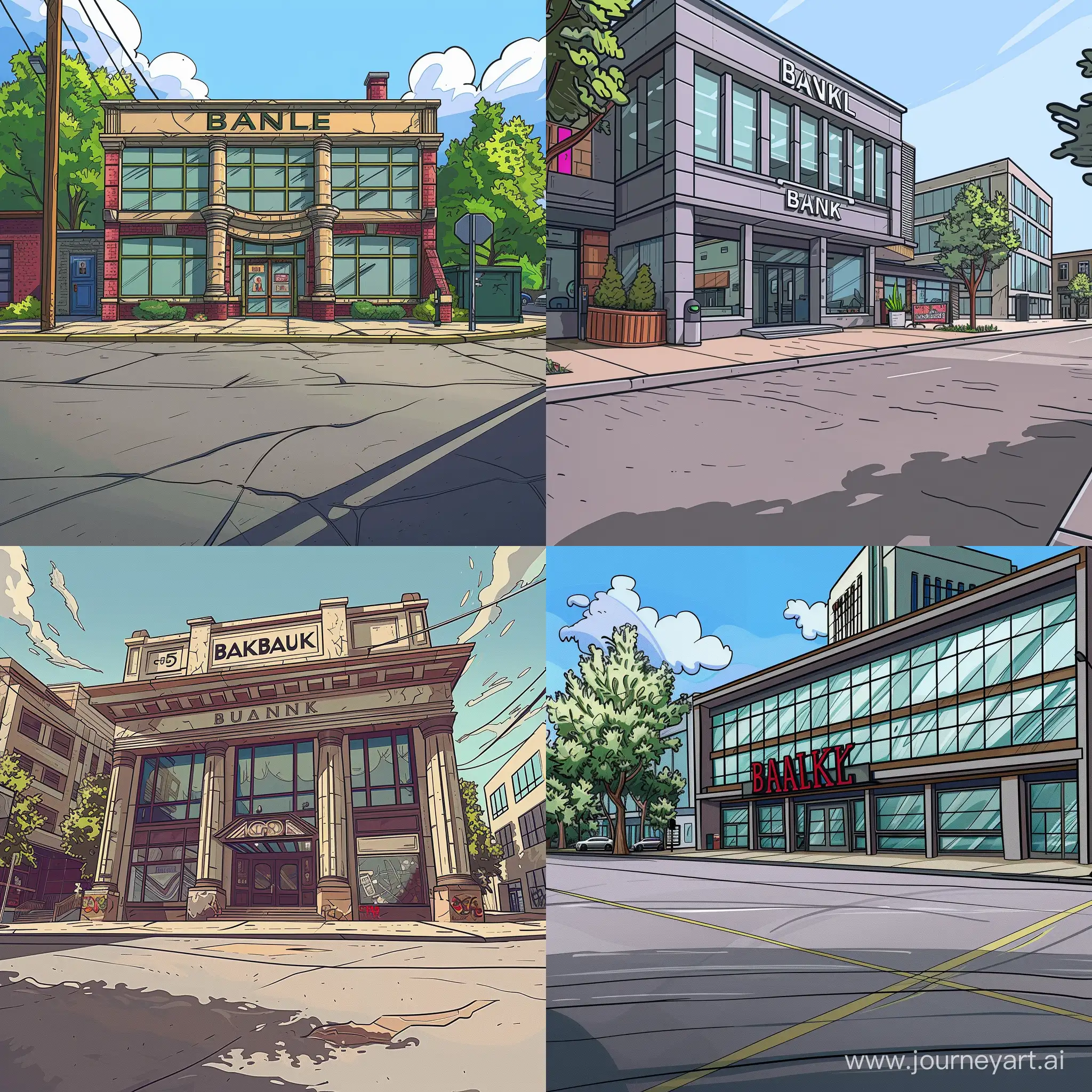 CartoonRealistic-Bank-Building-on-Street-GTA-5-Style-Art