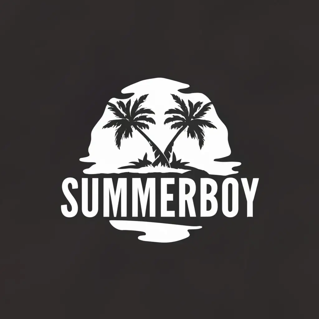 a logo design,with the text "SUMMERBOY", main symbol:Palm tree,Minimalistic,be used in Entertainment industry,clear background
