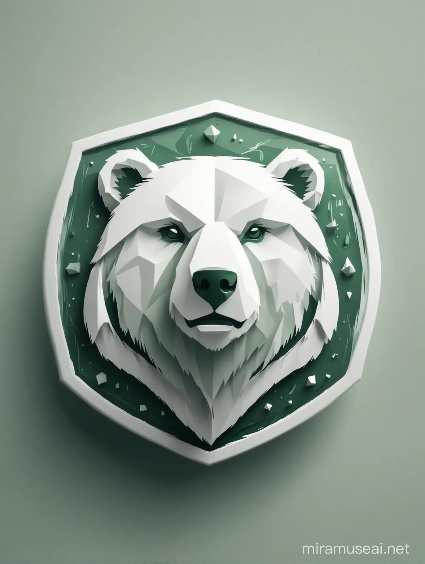 Abstract Bear Badge Logo in White and Green
