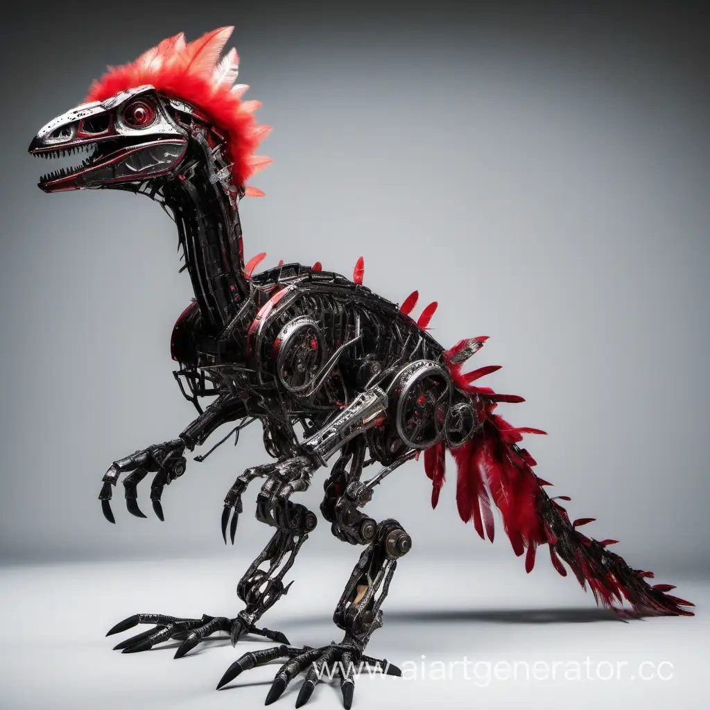 Feathered-Mechanical-Velociraptor-Black-and-Red-Metal-Fire-Beast