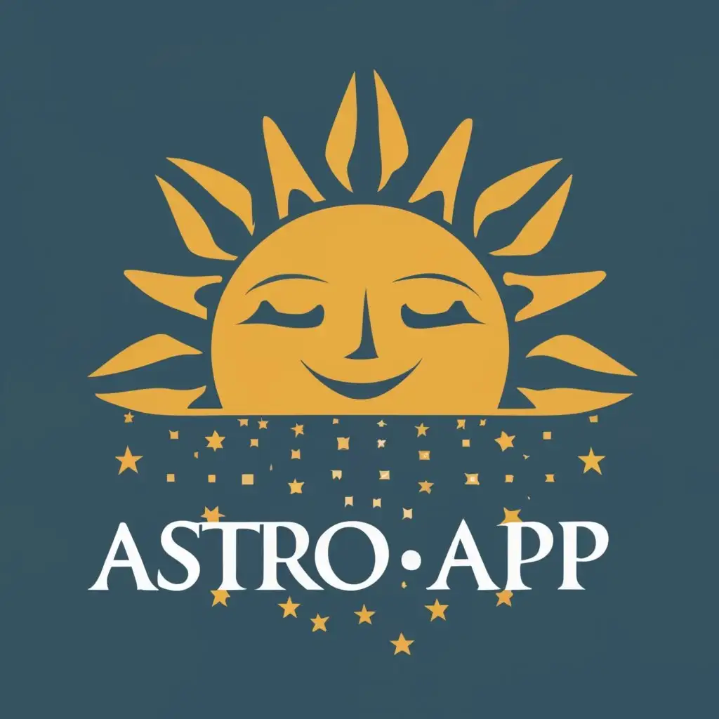 logo, sun, star, astrology, with the text "Astroapp", typography, be used in Religious industry