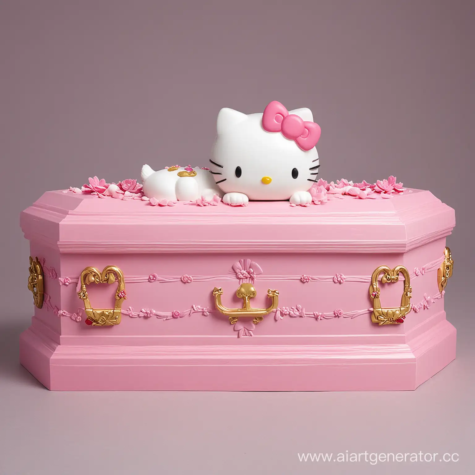 Whimsical-Coffin-with-Duck-and-Hello-Kitty-Design